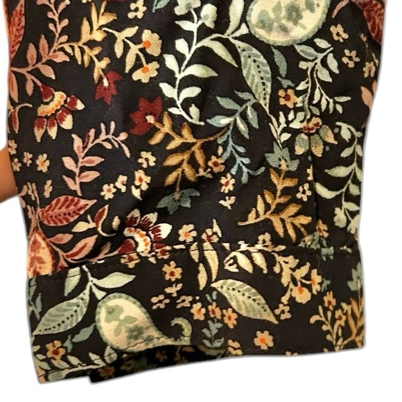 J.Jill Floral Paisley Midi Length Dress Long Sleeved VNeck Ditzy Black Size XS - Picture 5 of 7